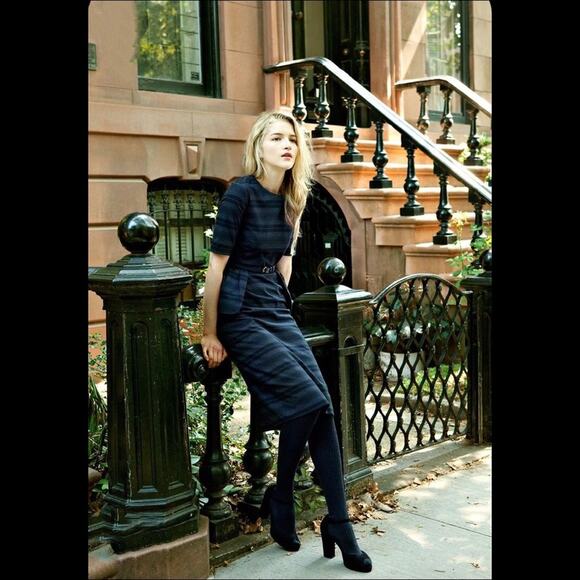 Steven Alan Selena short sleeve midi dress cotton peplum - Picture 2 of 9